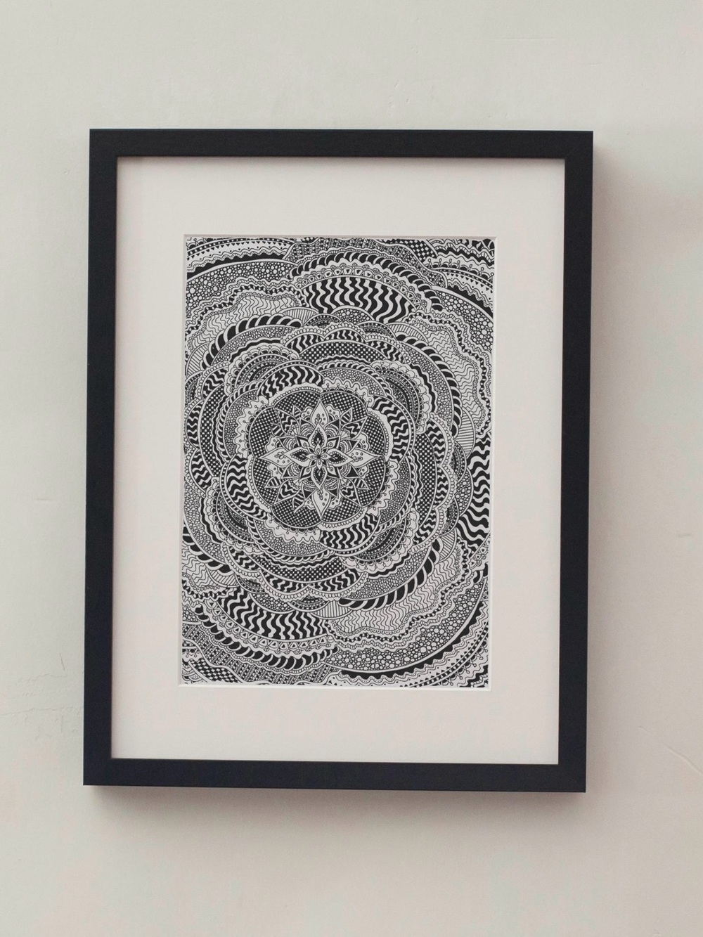 Detailed pattern zentangle line art original drawing